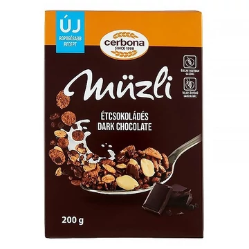 Müzli CERBONA étcsokoládés dobozos 200g Müzli CERBONA étcsokoládés dobozos 200g