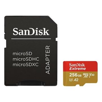 Memóriakártya SANDISK microSDXC Extreme U3 V30 256 GB  + adapter Memóriakártya SANDISK microSDXC Extreme U3 V30 256 GB  + adapter