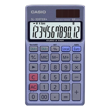 Számológép zseb CASIO SL 320 TER+ 12 digit kék Számológép zseb CASIO SL 320 TER+ 12 digit kék