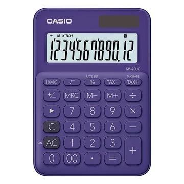 Számológép asztali CASIO MS 20 UC 12 digit lila Számológép asztali CASIO MS 20 UC 12 digit lila