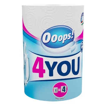 Kéztörlő tekercses háztartási OOOPS! 4You 2 rétegű 200 lapos 1 tekercs Kéztörlő tekercses háztartási OOOPS! 4You 2 rétegű 200 lapos 1 tekercs