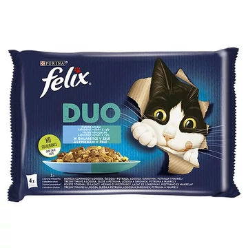 Állateledel alutasakos FELIX Fantastic DUO macskáknak halas válogatás aszpikban 4x85g Állateledel alutasakos FELIX Fantastic DUO macskáknak halas válogatás aszpikban 4x85g