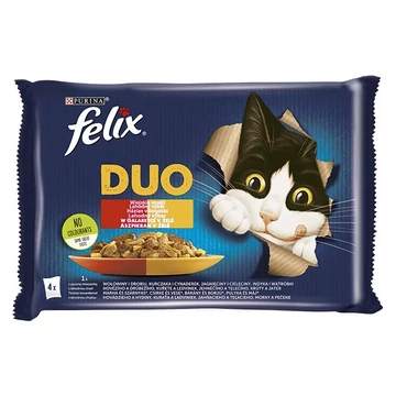 Állateledel alutasakos FELIX Fantastic DUO macskáknak házias válogatás aszpikban 4x85g Állateledel alutasakos FELIX Fantastic DUO macskáknak házias válogatás aszpikban 4x85g