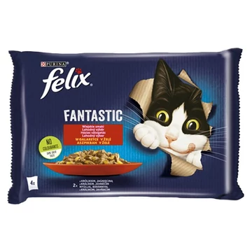 Állateledel alutasakos FELIX Fantastic macskáknak nyúl-bárány válogatás aszpikban 4x85g Állateledel alutasakos FELIX Fantastic macskáknak nyúl-bárány válogatás aszpikban 4x85g