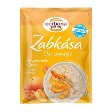 Zabkása CERBONA sárgabarackkal hozzáadott cukor nélkül 50g Zabkása CERBONA sárgabarackkal hozzáadott cukor nélkül 50g