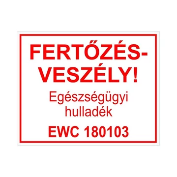 Piktogram Fertőzésveszély Egészségügyi hulladék EWC 180103 fehér Piktogram Fertőzésveszély Egészségügyi hulladék EWC 180103 fehér