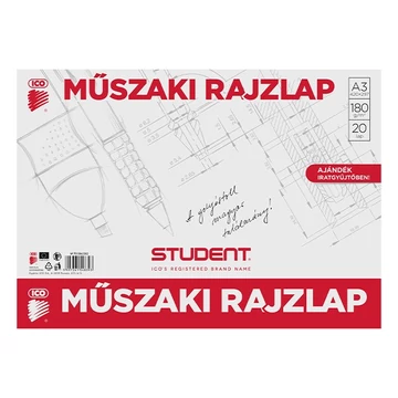 Rajzlap műszaki ICO Student A/3 20 ív/csomag Rajzlap műszaki ICO Student A/3 20 ív/csomag