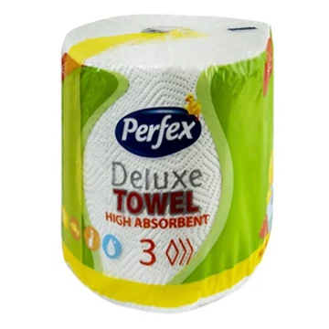 Kéztörlő tekercses háztartási PERFEX Deluxe 3 rétegű 150 lapos 1 tekercses Kéztörlő tekercses háztartási PERFEX Deluxe 3 rétegű 150 lapos 1 tekercses