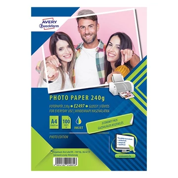 Fotópapír AVERY E2497 A/4 inkjet fényes 240g 100 ív/doboz Fotópapír AVERY E2497 A/4 inkjet fényes 240g 100 ív/doboz