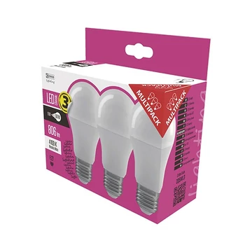 LED izzó EMOS E27 8,5W természetes fény 4100K 3db/doboz LED izzó EMOS E27 8,5W természetes fény 4100K 3db/doboz