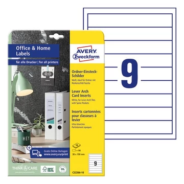 Gerinc címke AVERY C32266-10 30x190mm 90 címke/doboz 10 ív/doboz Gerinc címke AVERY C32266-10 30x190mm 90 címke/doboz 10 ív/doboz