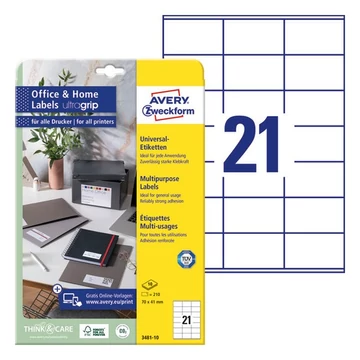 Etikett AVERY 3481-10 70x41mm univerzális 240 címke/doboz 10 ív/doboz Etikett AVERY 3481-10 70x41mm univerzális 240 címke/doboz 10 ív/doboz