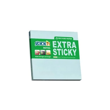 Öntapadó jegyzettömb STICK`N extra erős 76x76mm újrahasznosított pasztell kék 90 lap Öntapadó jegyzettömb STICK`N extra erős 76x76mm újrahasznosított pasztell kék 90 lap
