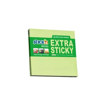 Öntapadó jegyzettömb STICK`N extra erős 76x76mm újrahasznosított pasztell zöld 90 lap Öntapadó jegyzettömb STICK`N extra erős 76x76mm újrahasznosított pasztell zöld 90 lap