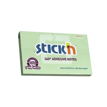Öntapadó jegyzettömb STICK`N 76x127mm 360°-ban tapadó zöld 100 lap Öntapadó jegyzettömb STICK`N 76x127mm 360°-ban tapadó zöld 100 lap