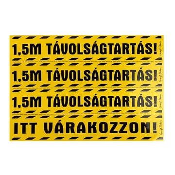 Matrica Távolságtartás! 1,5m Itt várakozzon! sárga 25x17,5 cm "C" Matrica Távolságtartás! 1,5m Itt várakozzon! sárga 25x17,5 cm "C"