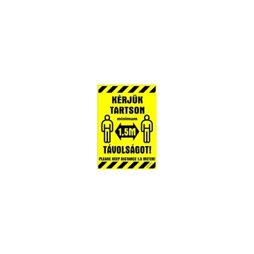 Matrica Kérjük tartson minimum 1,5 m távolságot sárga  16,5 x 11,5 cm "K" Matrica Kérjük tartson minimum 1,5 m távolságot sárga  16,5 x 11,5 cm "K"