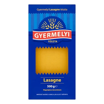 Száraztészta lasagne GYERMELYI Prémium 4 tojásos 500g Száraztészta lasagne GYERMELYI Prémium 4 tojásos 500g