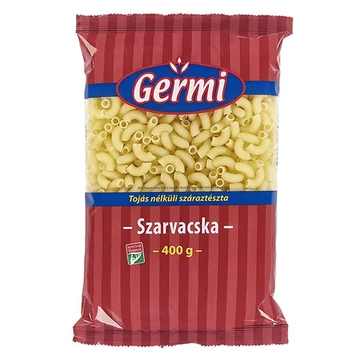 Száraztészta szarvacska GYERMELYI Germi tojás nélküli 400g Száraztészta szarvacska GYERMELYI Germi tojás nélküli 400g