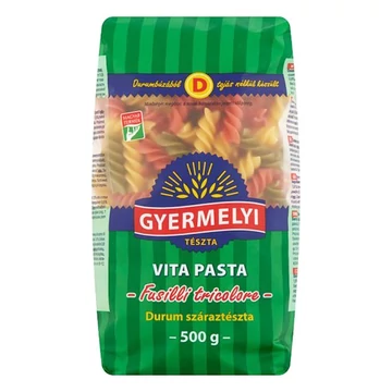 Száraztészta zöldséges orsó GYERMELYI Vita Pasta durum 500g Száraztészta zöldséges orsó GYERMELYI Vita Pasta durum 500g