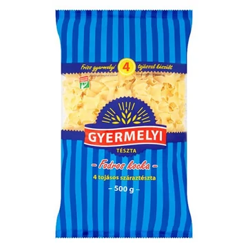 Száraztészta fodros kocka GYERMELYI 4 tojásos 500g Száraztészta fodros kocka GYERMELYI 4 tojásos 500g