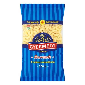 Száraztészta szarvacska GYERMELYI 4 tojásos 500g Száraztészta szarvacska GYERMELYI 4 tojásos 500g