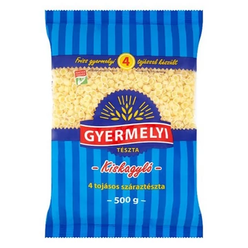 Száraztészta kiskagyló GYERMELYI 4 tojásos 500g Száraztészta kiskagyló GYERMELYI 4 tojásos 500g