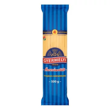 Száraztészta hosszúmetélt GYERMELYI 4 tojásos 500g Száraztészta hosszúmetélt GYERMELYI 4 tojásos 500g