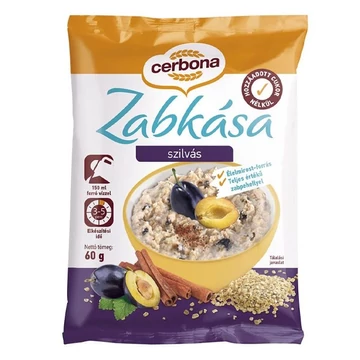 Zabkása CERBONA instant szilvás-fahéjjas 50g Zabkása CERBONA instant szilvás-fahéjjas 50g