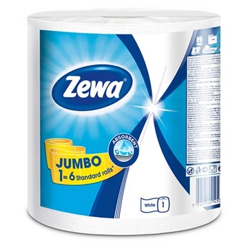 Kéztörlő tekercses háztartási ZEWA Jumbo White 2 rétegű 1 tekercses 325 lap Kéztörlő tekercses háztartási ZEWA Jumbo White 2 rétegű 1 tekercses 325 lap