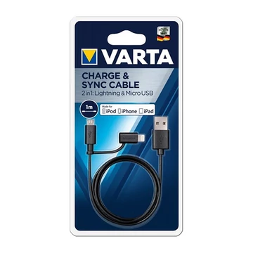 Kábel töltő és szinkronizáló VARTA Lightning és Micro USB csatlakozással Kábel töltő és szinkronizáló VARTA Lightning és Micro USB csatlakozással