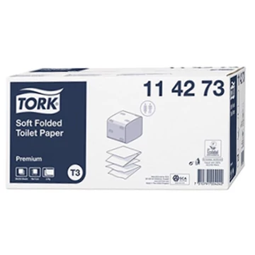 Toalettpapír TORK Soft Preium T3 2 rétegű hajtogatott fehér 252 lap 30cs/krt Toalettpapír TORK Soft Preium T3 2 rétegű hajtogatott fehér 252 lap 30cs/krt