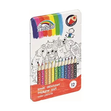 Színes ceruza FIORELLO háromszögletű fémdobozos 12 db/készlet Színes ceruza FIORELLO háromszögletű fémdobozos 12 db/készlet