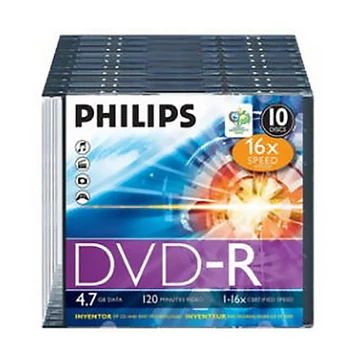 Írható DVD-R PHILIPS 4,7GB 16X slim tok Írható DVD-R PHILIPS 4,7GB 16X slim tok