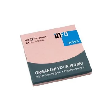 Öntapadós jegyzet GLOBAL Notes 5654-02 75x75mm pasztell pink 100 lap/tömb Öntapadós jegyzet GLOBAL Notes 5654-02 75x75mm pasztell pink 100 lap/tömb