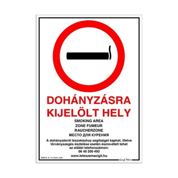 Piktogram Dohányzásra kijelölt hely 21x30 cm többnyelvű új Piktogram Dohányzásra kijelölt hely 21x30 cm többnyelvű új