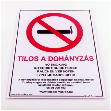 Piktogram Tilos a dohányzás! többnyelvű fehér új Piktogram Tilos a dohányzás! többnyelvű fehér új