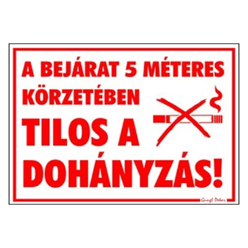 Matrica A bejárat 5m-es körzetében tilos a dohányzás! piros "C" Matrica A bejárat 5m-es körzetében tilos a dohányzás! piros "C"