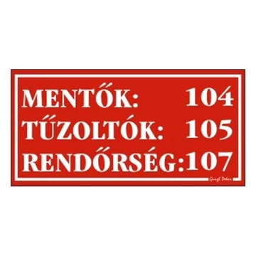 Piktogram Mentő, tűzoltó tel. számok piros Piktogram Mentő, tűzoltó tel. számok piros