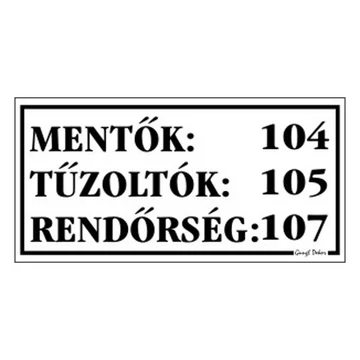Piktogram Mentő, tűzoltó tel. számok fehér Piktogram Mentő, tűzoltó tel. számok fehér