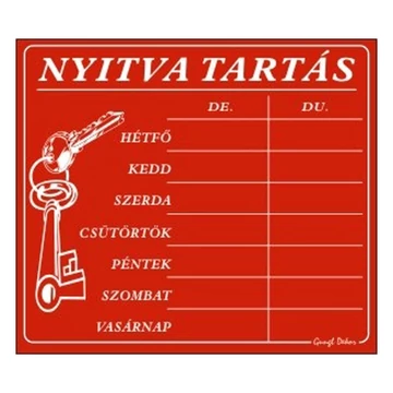 Piktogram Nyitva tartás /számokkal/ 7 napos piros Piktogram Nyitva tartás /számokkal/ 7 napos piros