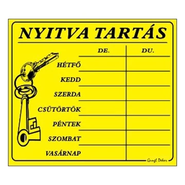 Piktogram Nyitva tartás /számokkal/ 7 napos sárga Piktogram Nyitva tartás /számokkal/ 7 napos sárga