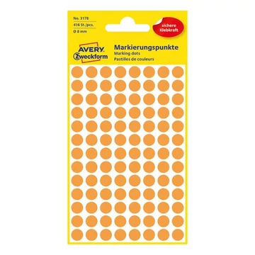 Etikett AVERY 3178 öntapadó jelölőpont neon sárga 8mm 416 jelölőpont/csomag Etikett AVERY 3178 öntapadó jelölőpont neon sárga 8mm 416 jelölőpont/csomag