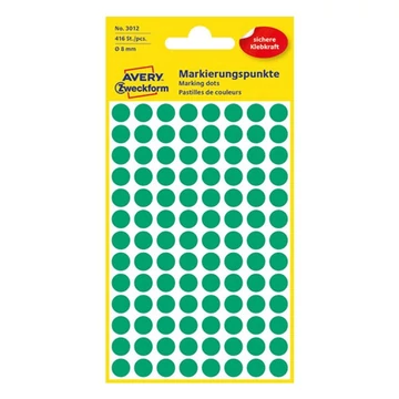 Etikett AVERY 3012 jelölőpont 8mm zöld 416 db/csomag Etikett AVERY 3012 jelölőpont 8mm zöld 416 db/csomag