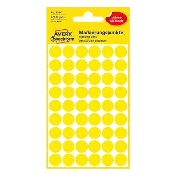Etikett AVERY 3144 jelölőpont 12mm sárga 270 db/csomag Etikett AVERY 3144 jelölőpont 12mm sárga 270 db/csomag