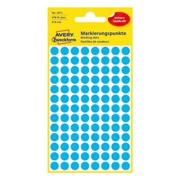 Etikett AVERY 3011 jelölőpont 8mm kék 416 db/csomag Etikett AVERY 3011 jelölőpont 8mm kék 416 db/csomag