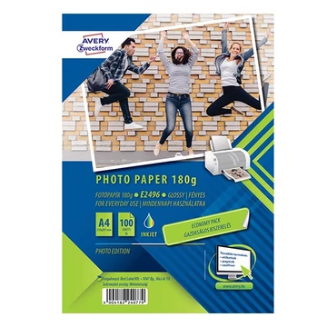 Fotópapír AVERY E2796 A/4 inkjet fényes 180 gr 100 ív/doboz Fotópapír AVERY E2796 A/4 inkjet fényes 180 gr 100 ív/doboz