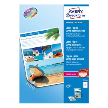 Fotópapír AVERY 2798 A/4 laser fényes 200 gr 100 ív/csomag Fotópapír AVERY 2798 A/4 laser fényes 200 gr 100 ív/csomag