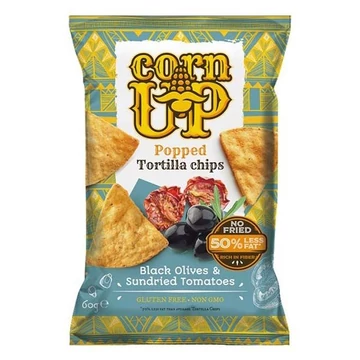 Tortilla chips CORN UP fekete oliva és paradicsom 60g Tortilla chips CORN UP fekete oliva és paradicsom 60g