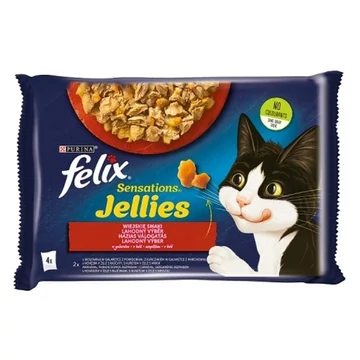 Állateledel alutasakos FELIX Sensations Jellies macskáknak 4-pack házias marha-csirke válogatás aszpikban 4x85g Állateledel alutasakos FELIX Sensations Jellies macskáknak 4-pack házias marha-csirke válogatás aszpikban 4x85g